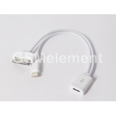Переходник разъёма micro USB на Apple 30 pin + Apple 8 pin