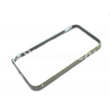 бампер для iphone 5/5S металл (серебро с золотым рисунком) 