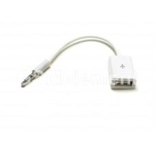 Аудио-переходник Jack 3.5mm (m) - USB (f) AUX, круглый, силикон, белый (0.1m) в техпаке