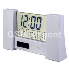 Часы настольные Perfeo City PF-S2056 (будильник/ термометр/ питание от: солнечный эл-т + CR2025) белый