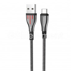 USB датакабель Type-C Borofone BU23 (3.0 A/1.2 m) нейлон, в переплёте, серый