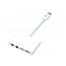 Аудио-переходник Apple 8 pin (m) - 2*Jack 3.5mm (f), 8 pin (f), Type-C (f), Best GL101, белый 