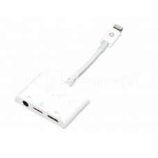 Аудио-переходник Apple 8 pin (m) - Jack 3.5mm (f), 8 pin (f), Type-C (f), Best GL088, белый 