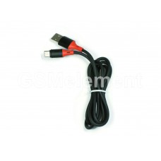 USB датакабель Type-C, MRM R50 (2.4 A/ 1.2 m) круглый, резиновый, чёрно-красный