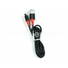 USB датакабель micro USB, MRM R50 (2.4 A/ 1.2 m) круглый, резиновый, чёрно-красный