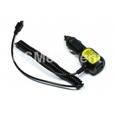 АЗУ mini USB, Live-Power YZH-528, (5 V/3000 mA, 2*USB, 1.8 m, пружинка, угловой)