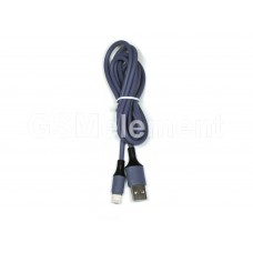 USB датакабель Apple 8 pin Lightning, MRM R50 (2.4 A/ 1.2 m) круглый, резиновый, серый