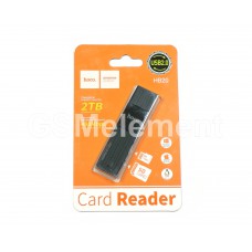 Кардридер Hoco HB20 (SD/microSD, до 2Tb, USB 2.0), black