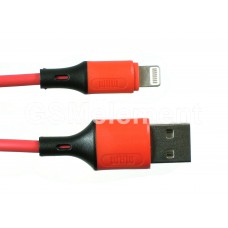 USB датакабель Apple 8 pin Lightning, MRM R50 (2.4 A/ 1.2 m) круглый, резиновый, красный