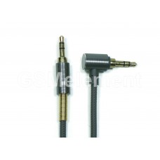 Аудио-кабель Jack 3.5 mm (m) - Jack 3.5 mm (m) AUX, R3, угловой, (1.0 m), резиновый, серый