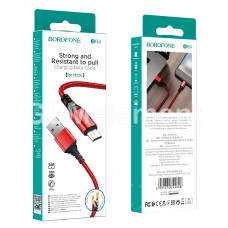 USB датакабель micro USB, Borofone BX54 Ultra bright (2.4 A/ 1.0 m) в переплёте, красный