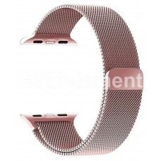 Ремешок металлический для часов Apple Watch 42/44/45 mm, миланская петля, розовое золото