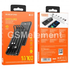 Внешний аккумулятор BoroFone BJ20, 10000 mAh (2*USB-A/ выходы: micro, Type-C, Lightning), чёрный