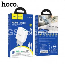СЗУ Hoco C105A (1*USB-A + Type-C, QC3.0, PD20W), кабель Type-C to Lightning