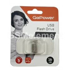USB флеш-накопитель 16Gb GoPower MINI USB 2.0 металл серебряный