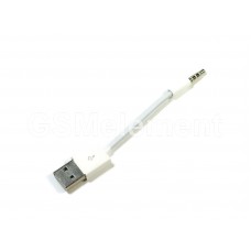 Аудио-переходник Jack 3.5mm (m) - USB (m) AUX, круглый, силикон, белый (0.3m) в техпаке